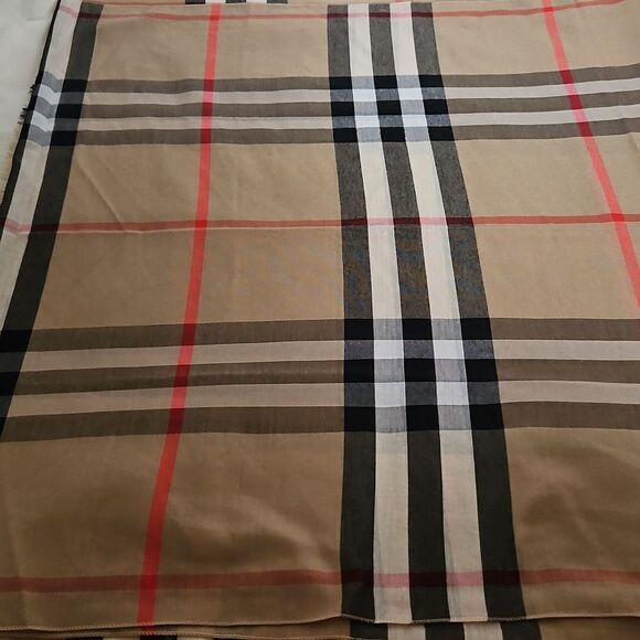 Unbranded Women's Fringe Tartan Scarf Beige & Black - Picture 14 of 16
